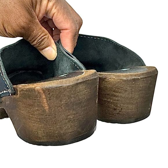 Lotta From Stockholm Black Leather Clogs w/ Brown Base EU 38 US 7.5 Strap EUC - Picture 11 of 11